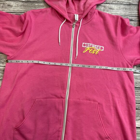 Bella + Canvas Women's 2023 Obsessed Fest Full Zipper Hoodie XL Extra Large Pink - Picture 10 of 16